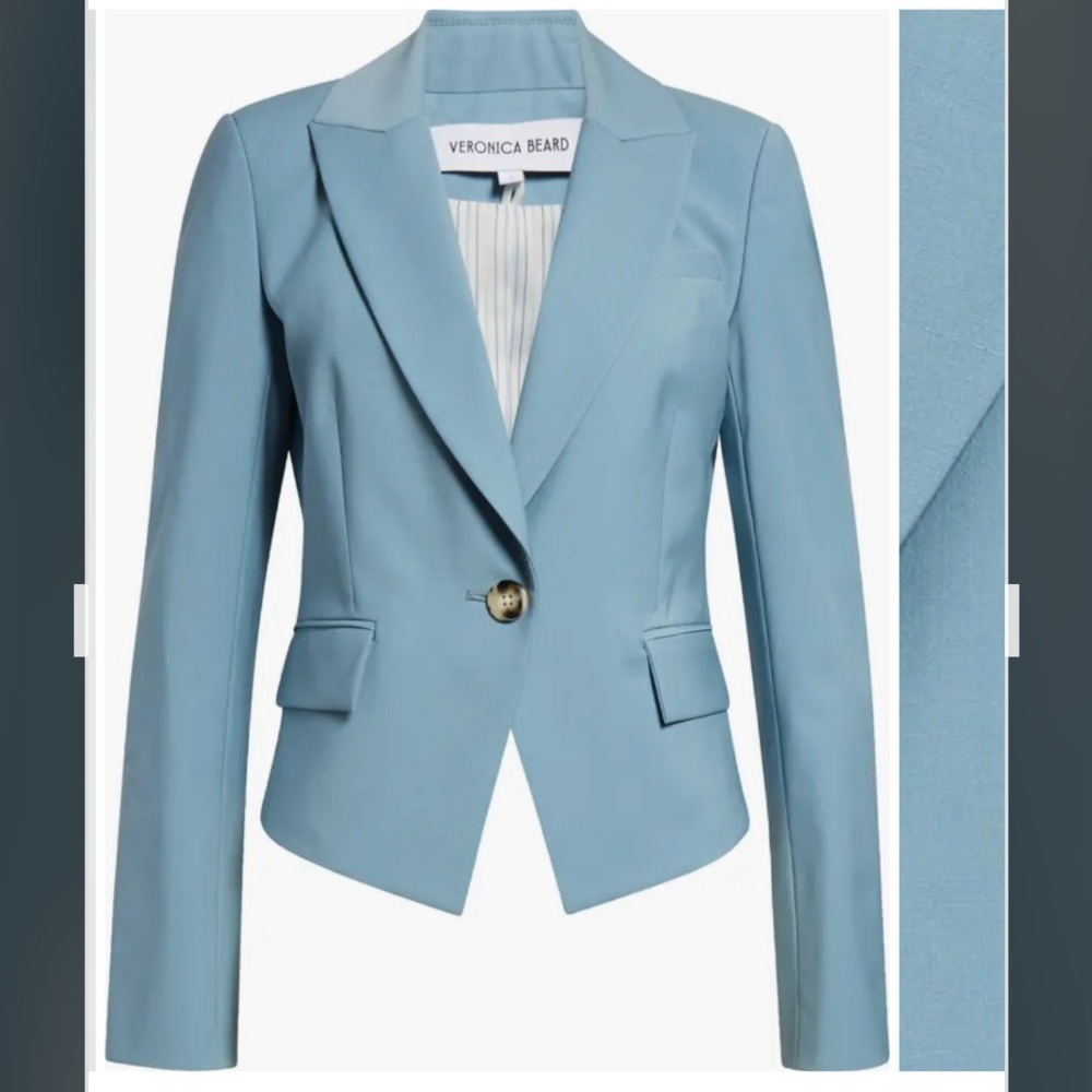 Veronica Beard Blue Hosanna Stretch Virgin Wool Blend Dickey Jacket in Sea Glass - Picture 6 of 12